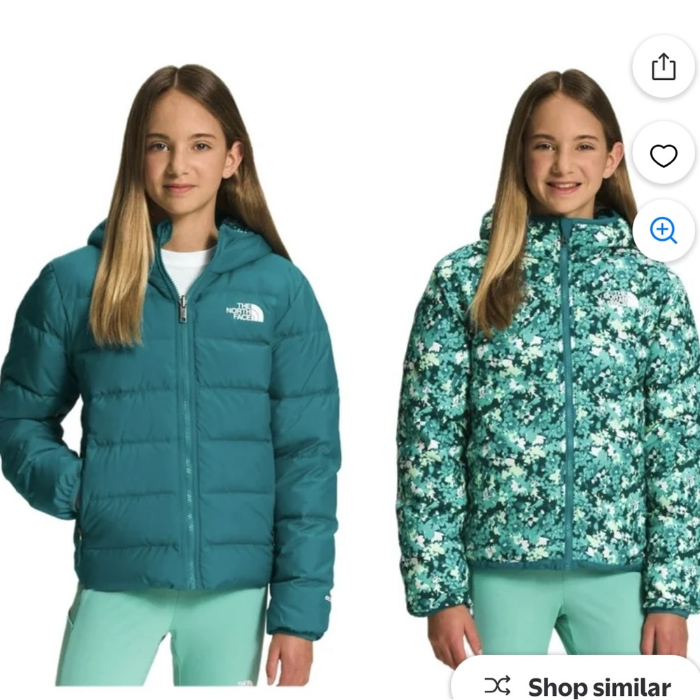 The North Face Teal and Floral Reversible Jacket